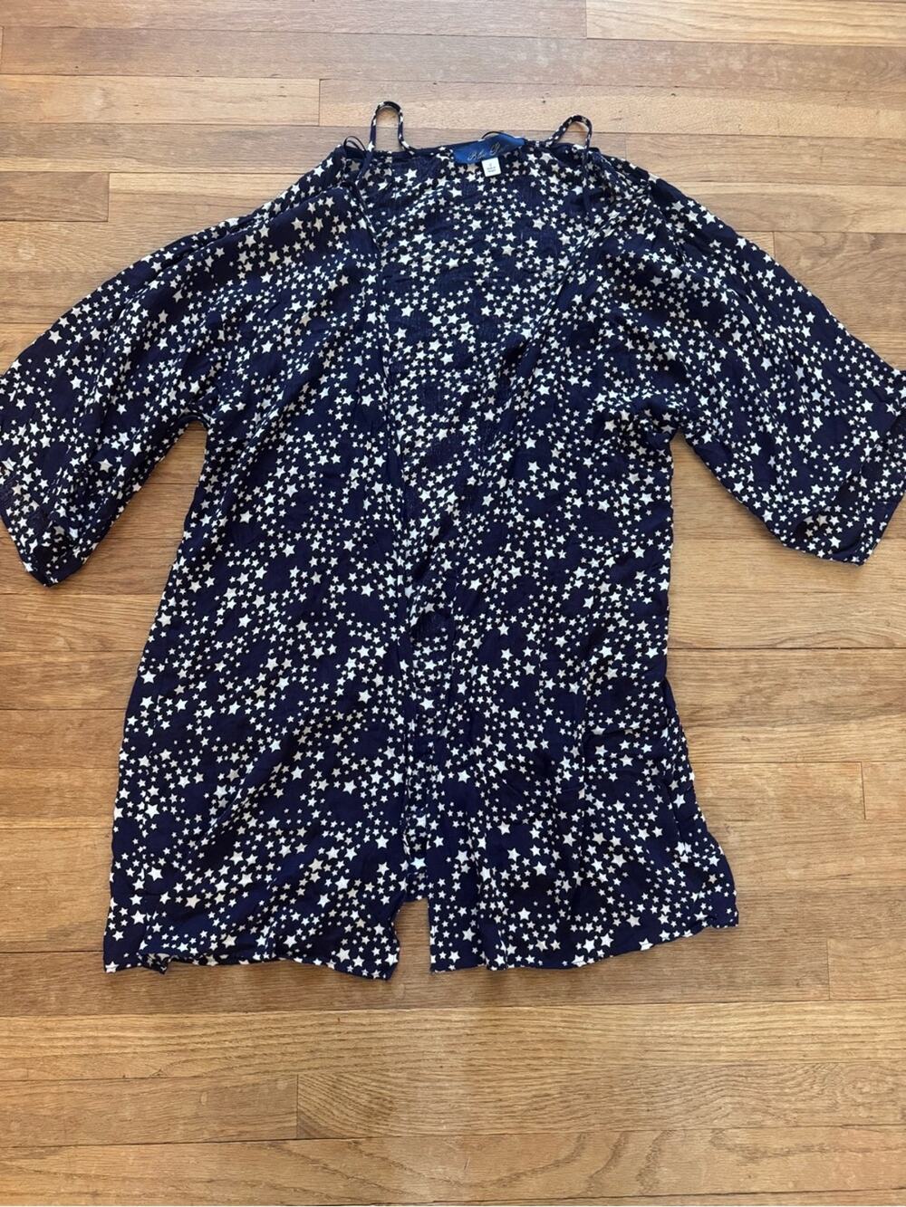 Blue Rain Women's Navy Blue Star Print Cold Shoulder Kimono Cardigan - Sz S
 b22